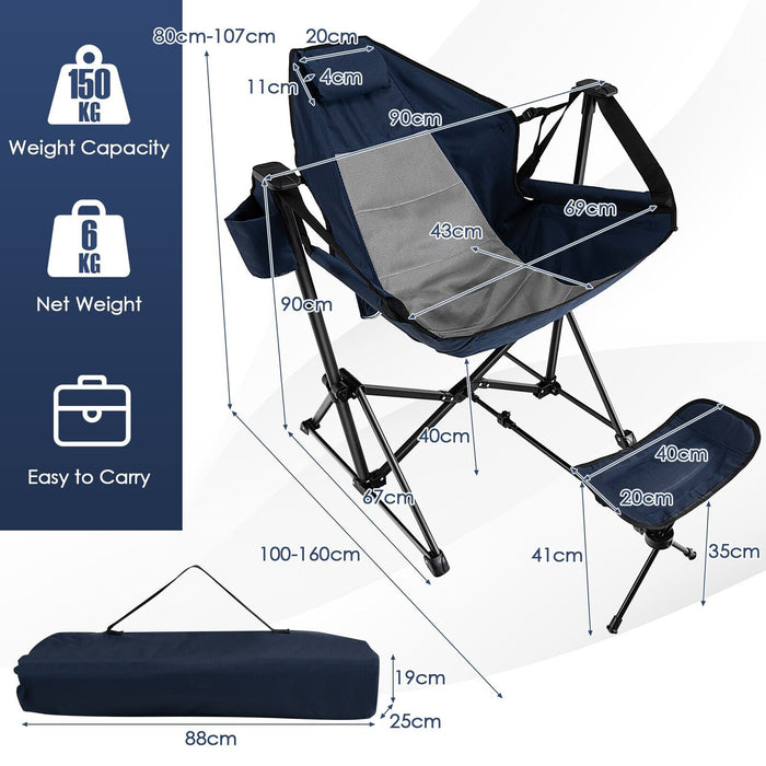 Portable Relaxation Device - Folding Hammock Chair with Retractable Footrest and Storage Bag - Ideal for Outdoor Activities and Leisure Enthusiasts