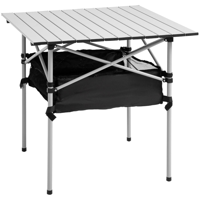 Foldable Camping Table with Mesh Storage Bag - Outdoor Dining & Hiking Lightweight Desk with Steel Frame - Ideal for Camping, Picnics, and Portable Furniture Needs