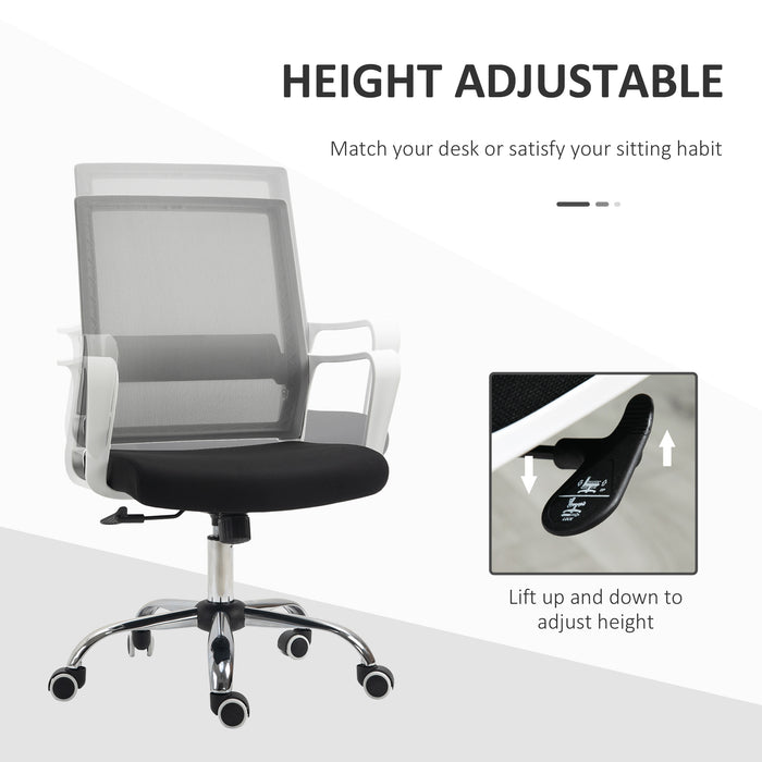 Ergonomic Mesh Desk Chair with Adjustable Height - Breathable Black Office Chair with Armrests and 360° Swivel Castors - Comfortable Seating Solution for Professionals