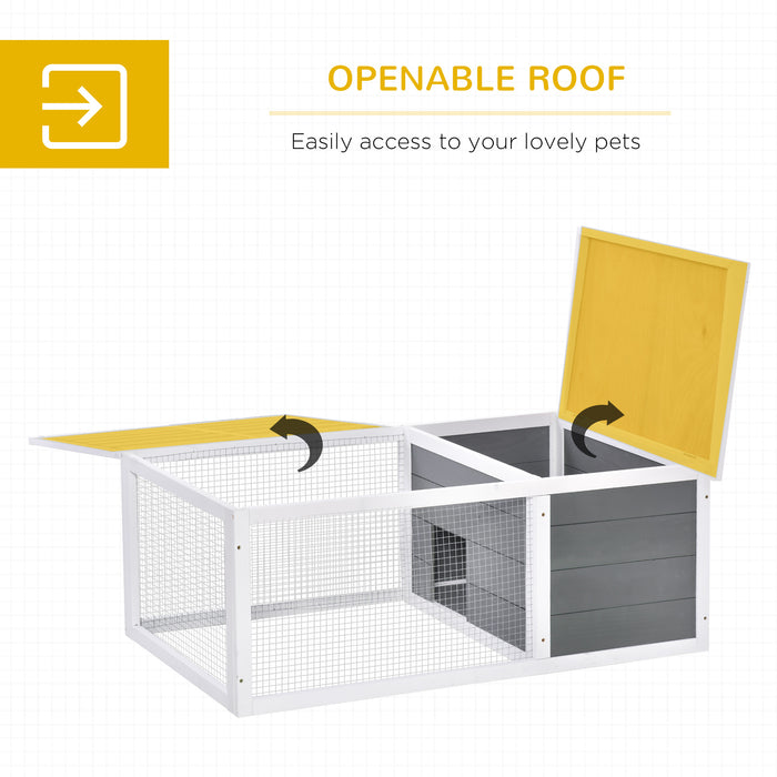 Wooden Rabbit Hutch with Pet Run Cover - UV-resistant Asphalt Roof & Water-repellent Finish for Extended Durability - Ideal for Indoor/Outdoor Use by Small Animals