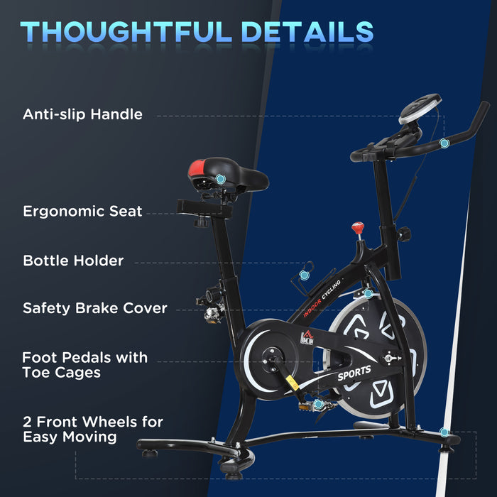 Steel Stationary Exercise Bike - 8-Level Adjustable Resistance, Belt-Driven Mechanism with LCD Display - Fitness Enthusiasts Cardio Home Workout Equipment