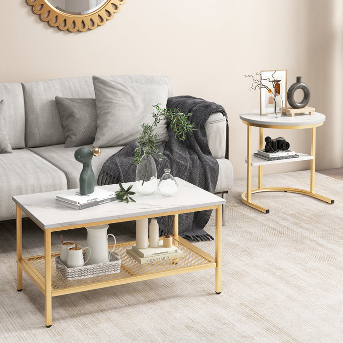Set of 2 Nested Coffee Tables - Robust Design with Additional Storage Shelf - Perfect for Space Saving and Organized Living Room Decor