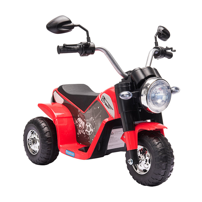 Kids Electric Motorcycle with 3 Wheels - Rechargeable 6V Battery-Powered Ride-On Toy, Horn & Headlights - Ideal for Toddlers 18-36 Months, Red Motorbike