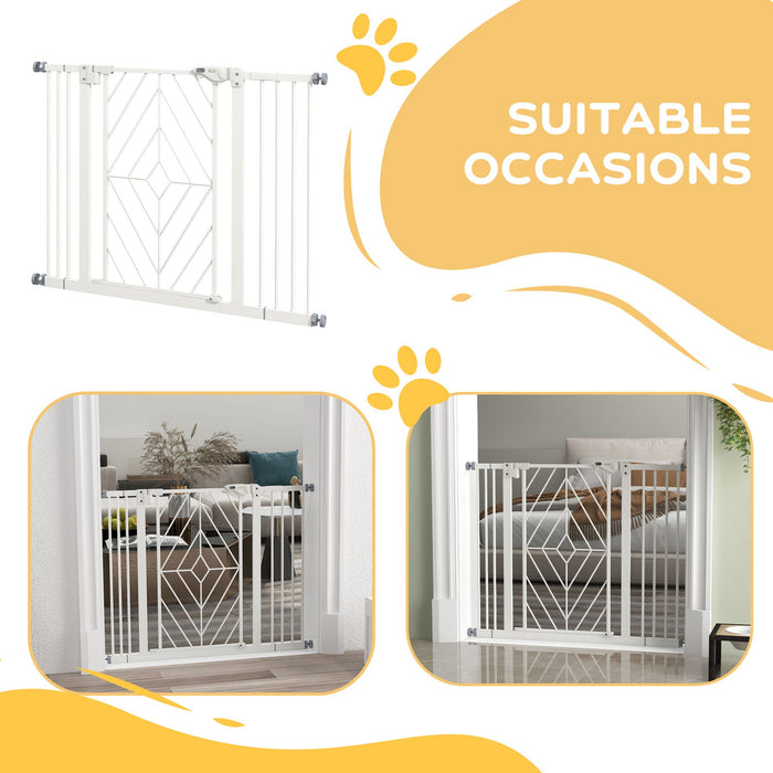 Auto-Closing Pressure Fit Stair Gate for Pets - Double Locking Safety Mechanism, 74-100cm Adjustable Width, Easy Install - Ideal for Dogs & Childproofing Home Spaces