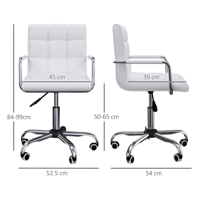 Mid Back PU Leather Computer Chair - Swivel Home Office Desk Chair with Adjustable Height and Wheels - Ergonomic Seating for Work and Study