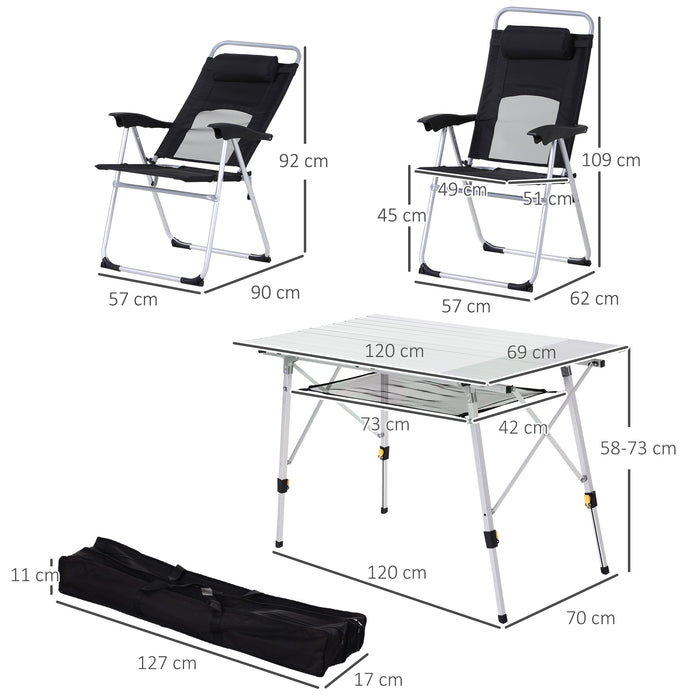 3 Piece Folding Camping Table and Chairs Set - Compact Backpacking Furniture, Durable Outdoor Seating - Ideal for Campers and Hikers Seeking Portable Convenience