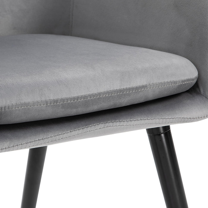 Modern Upholstered Velvet Dining Chairs - Set of 2 with Backrest and Armrests, Comfortable Leisure Seating - Ideal for Home Office, Lounge, or Reception Area, Grey