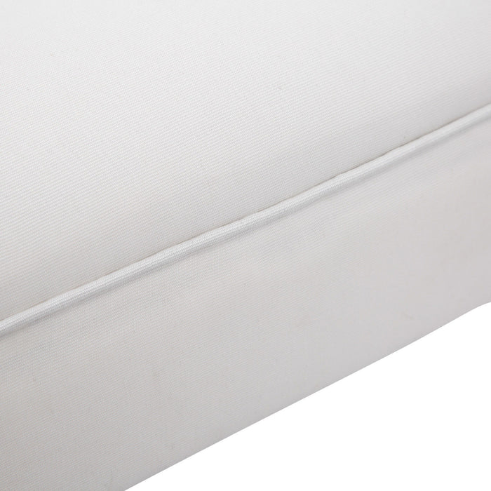 Chic White Chaise Lounge Sofa with Wooden Legs - Petite Velvet Upholstered Bench for Bedroom or Window Seat - Elegantly Crafted for Small Spaces and Home Decor Enhancements