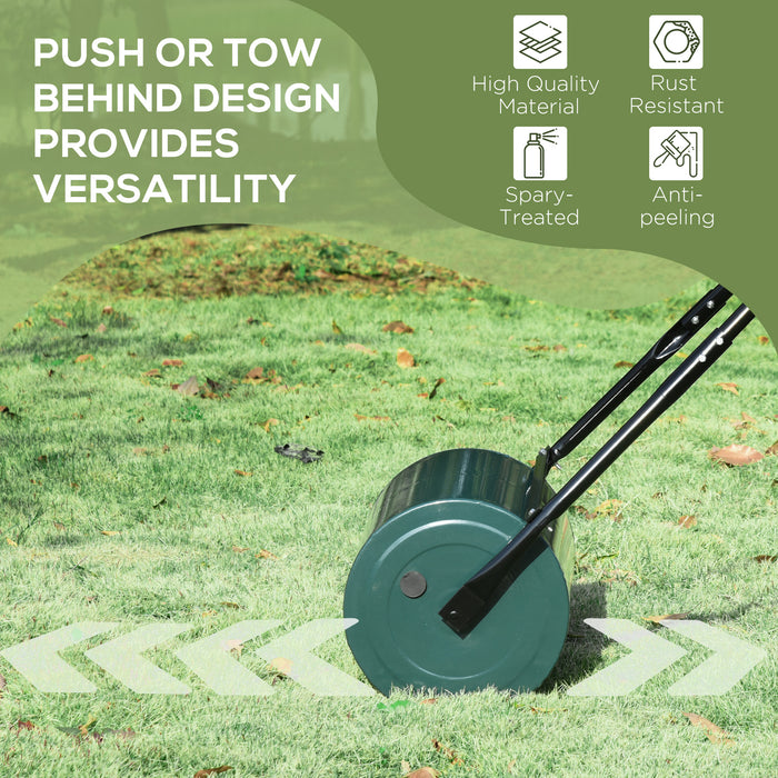 Heavy-Duty 30L Steel Lawn Roller, Sand/Water Fillable, 30cm Diameter - Green - Ideal for Garden Soil Leveling and Grass Health