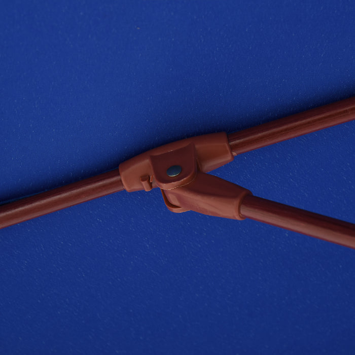 Wooden 2.5m Garden Parasol - Outdoor Sun Shade Umbrella with Ventilated Canopy, Blue - Ideal for Patio, Market & Backyard Relaxation