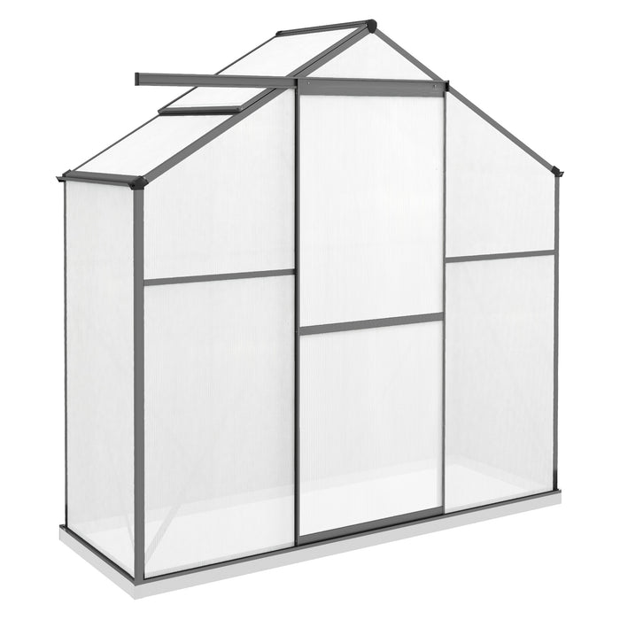 6 x 2.5ft Dark Grey Polycarbonate Greenhouse - Walk-In Structure with Rain Gutter, Sliding Door, and Vent Window - Perfect for Gardeners and Plant Protection