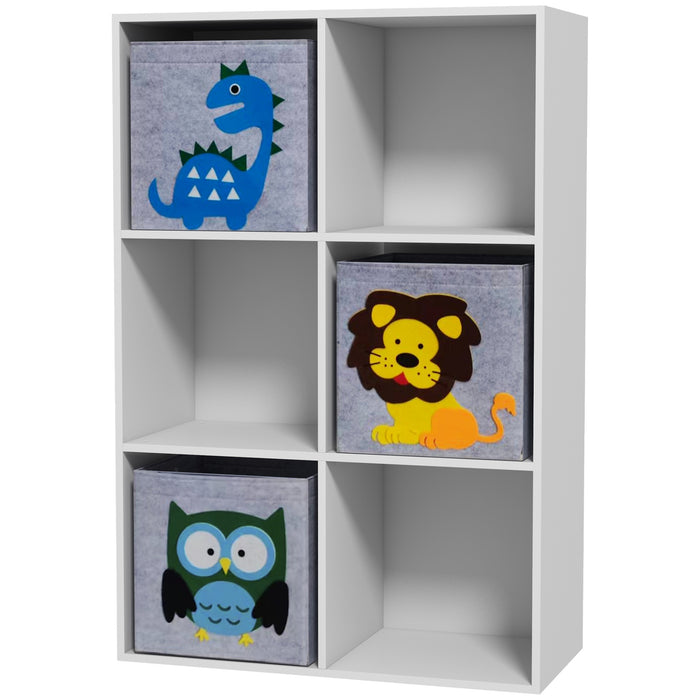 Kids' Storage Organizer with Fabric Bins - 61.8cm L x 29.9cm W x 91.5cm H White Toy Chest - Space-Saving Solution for Children's Playroom
