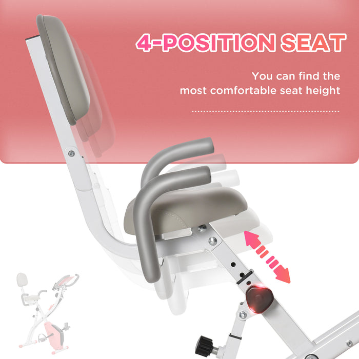 Foldable 2-in-1 Upright & Recumbent Exercise Bike with Magnetic Resistance - Includes Arm Bands for Upper Body Workout - Perfect for Home Fitness & Space-Saving Design