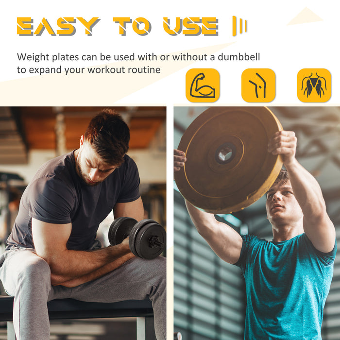 4pc Gym Barbell Plates Set - Durable 2x5kg & 2x10kg Dumbbell Weights for Fitness Training - Ideal for Intense Body Workouts and Strength Building