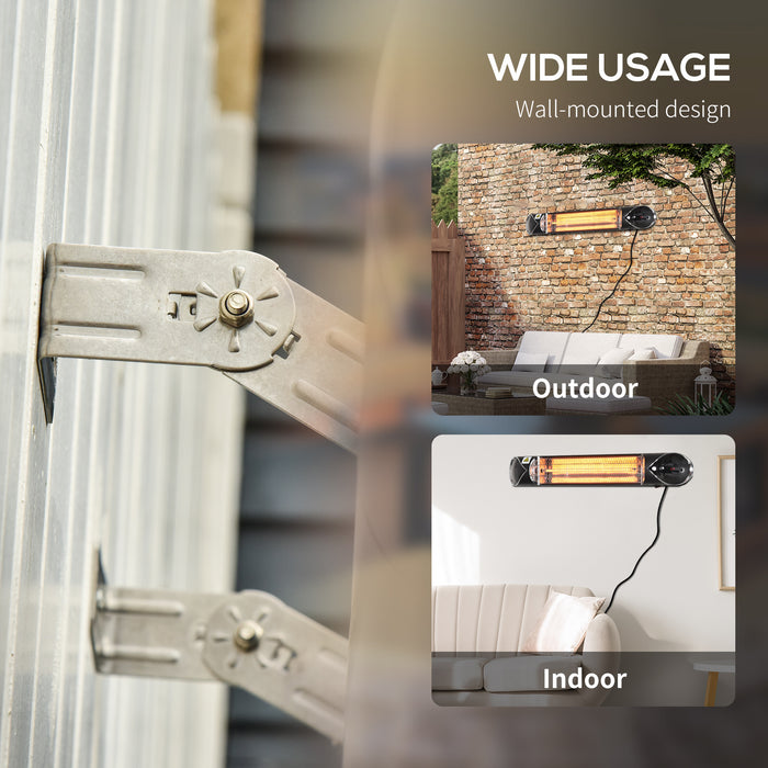 2000W Infrared Patio Heater - Wall Mounted Carbon Fiber Outdoor Heating with Remote, 4 Settings & Timer - Cozy Warmth for Chilly Evenings