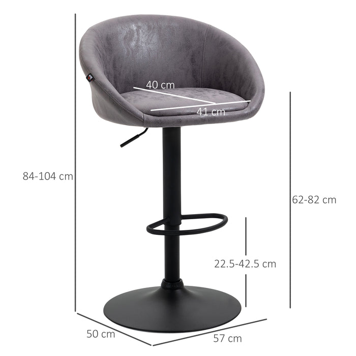 Adjustable Swivel Bar Stools Set of 2 - Modern PU Leather Breakfast Counter Chairs with Footrest and Armrest, Dark Brown - Ideal for Home Bar and Kitchen Island Seating