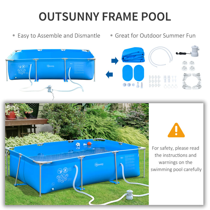 Outsunny Above Ground Pool - Rust-Resistant Frame Pool with Filter Pump & Reinforced Sidewalls - Family-Sized Outdoor Swimming Pool, Blue 315x225x75cm