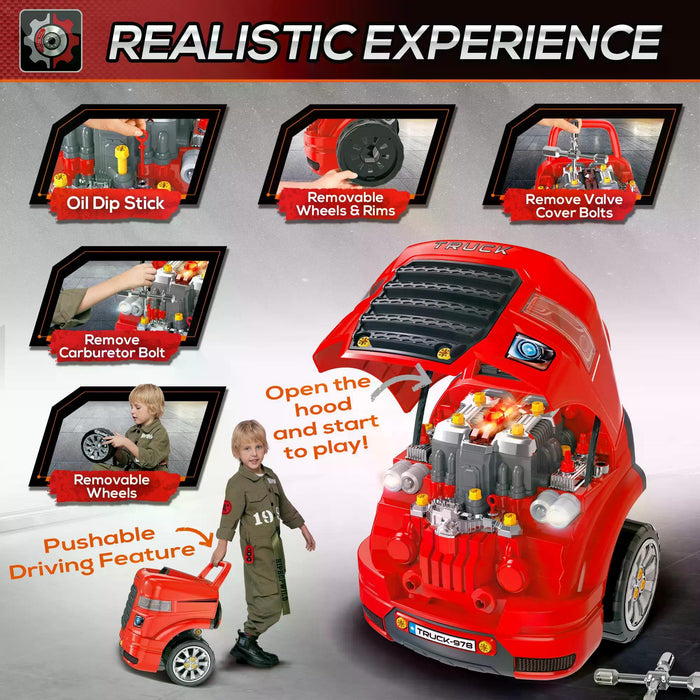 Toddler Educational Car Service Station Playset - Take Apart Workshop with RC Car Key and Lights - Perfect for Kids Aged 3-5 Years Old