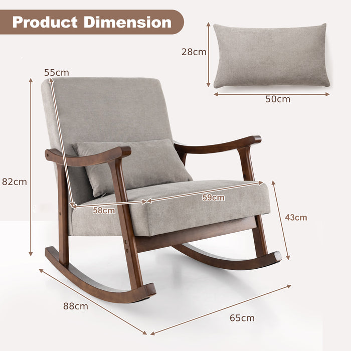 Nursery Rocking - Accent Rocker Armchair with Rubber Wood Armrests - Perfect for Nursery Rooms and Mothers Comfort