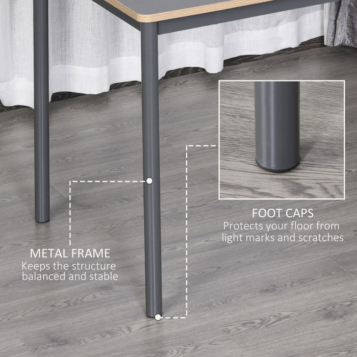 Minimalistic 120cm Dining Table with Steel Frame - Sturdy Rectangular Table with Foot Pads for Home & Work - Ideal for Dining and Display in Grey