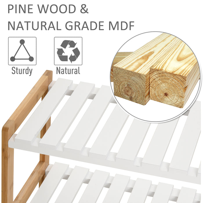 3-Tier Wooden Shoe Rack with Slatted Shelves - Spacious, Hygienic Storage Solution for Home and Hallways - Ideal for Families and Guests, 70x26x57.5cm, Natural Finish