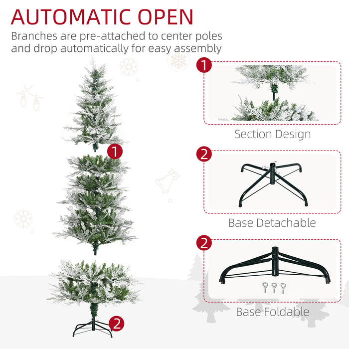 Realistic Cypress Snow-Flocked Artificial Christmas Tree with Auto-Open Feature - Lush Green Holiday Decor with Easy Setup - Perfect for Festive Home Displays