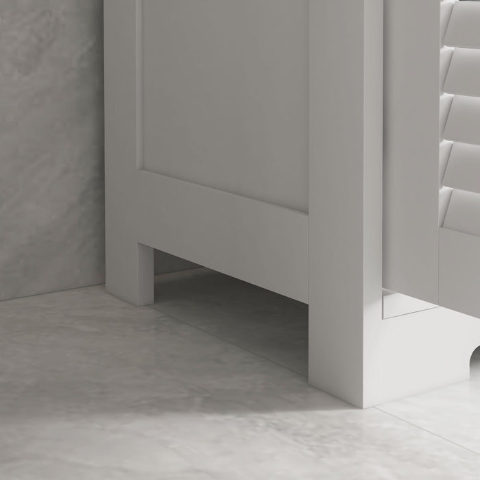 Bathroom Floor Cabinet with Stylish Louvred Doors - Ample Storage with Drawers and Open Shelf - Space-Saving Organizer for Linens and Toiletries