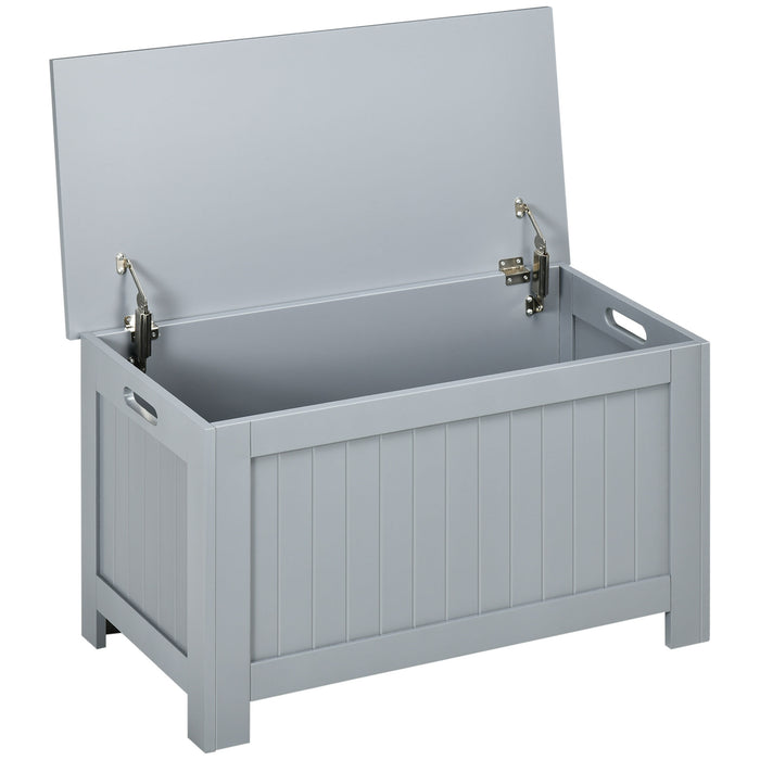Toy Chest with Safety Hinges - Spacious Grey Storage Box Organizer with Lid for Kids - Secure, Clutter-Free Playroom Solution