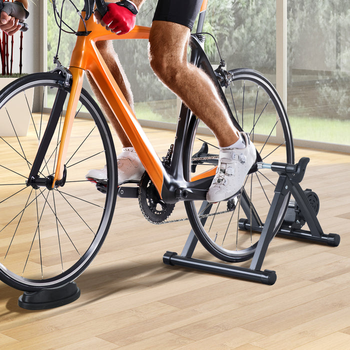Indoor Cycling Trainer - Foldable Turbo Bike Stand for At-Home Workouts - Fitness Enthusiasts and Space Savers