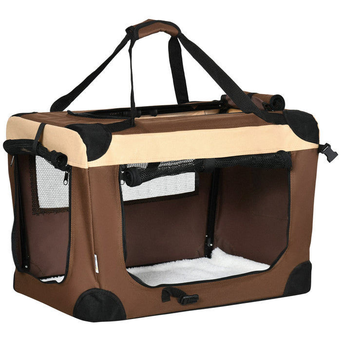 Foldable 60cm Pet Carrier - Sturdy Dog and Cat Travel Bag with Comfort Cushion - Ideal for Miniature Breeds and Small Pets Transport