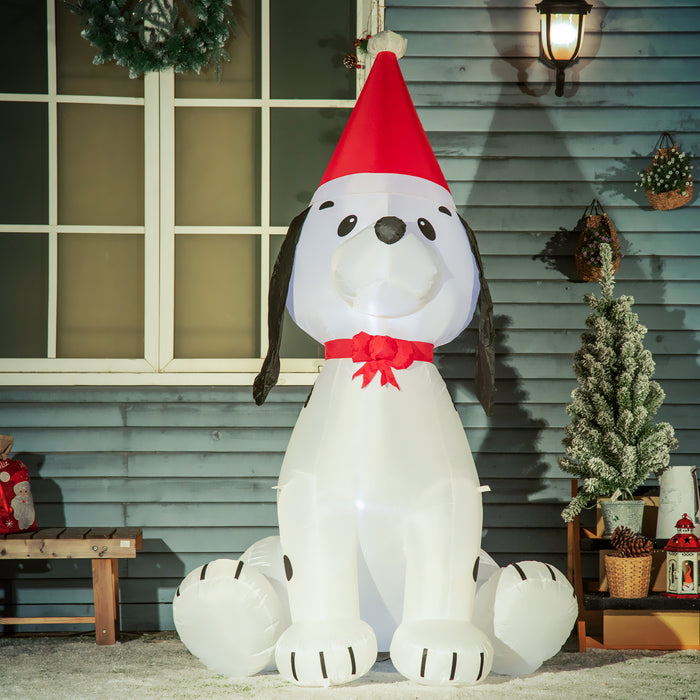 Inflatable 1.8m Christmas Puppy with Santa Hat - Lighted Blow-Up Yard Decoration for Festive Display - Eye-Catching Indoor/Outdoor Holiday Decor