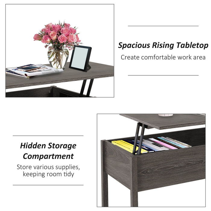 Modern Lift Top Coffee Table - Convertible Desk with Storage Compartment and Retractable Floating Design - Versatile Furniture for Home Office and Living Room Use