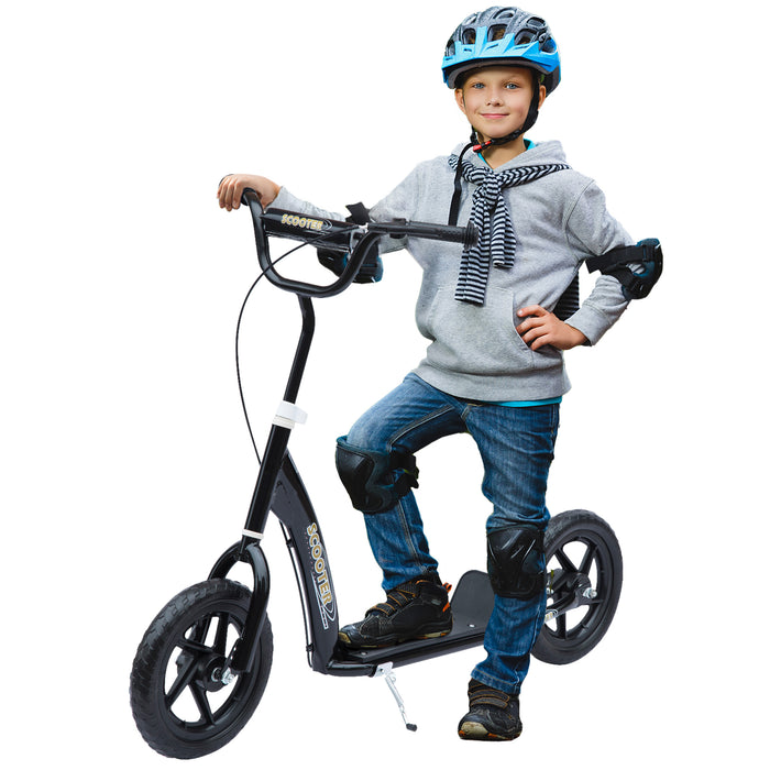 Kids' Stunt Scooter with 12-Inch EVA Tyres - Durable Push Scooter for Stunts and Riding - Perfect for Beginner to Intermediate Riders, Black