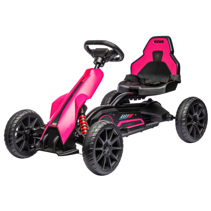 Kids' 12V Electric Go Kart - Ride-On Racer with Forward/Reverse, Rechargeable Battery, Dual Speed Modes - Perfect for Ages 3-8, Vibrant Pink Design
