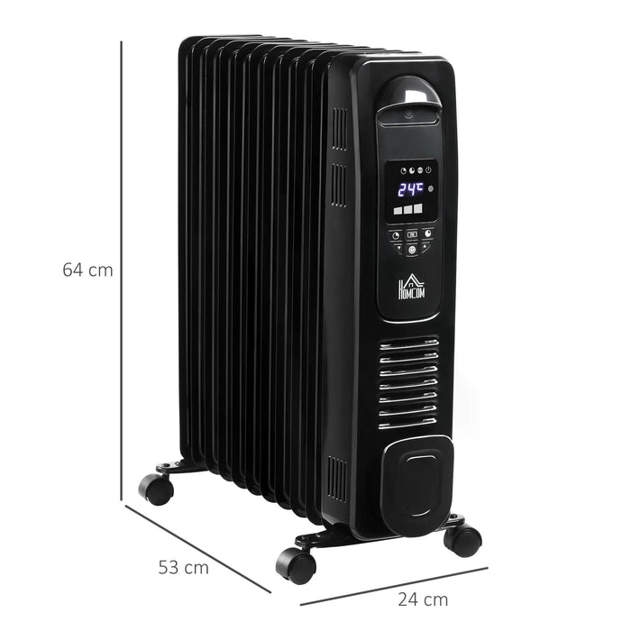 2720W Digital Oil-Filled Radiator Heater with Timer - 11 Fins Portable Electric Heater with 3 Heat Settings and Safety Features - Remote Controlled Home Heating Solution