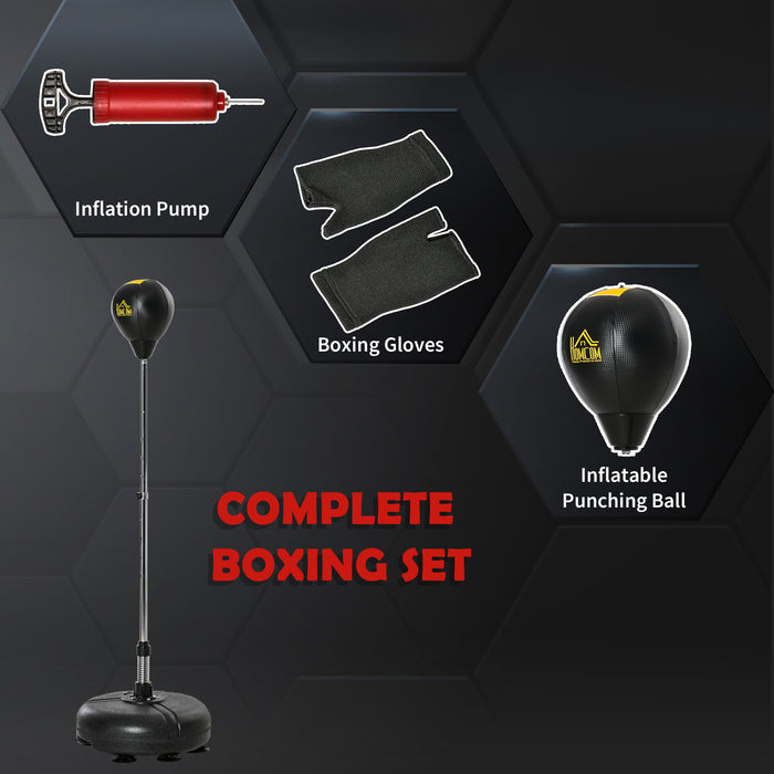 Free Standing Black & Gold Boxing Bag Set - Adjustable Height Punching Bag with Speed Bag - Ideal for Teens & Adults BoxFit Training