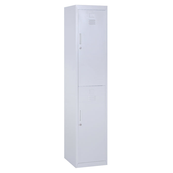 Vertical Grey Locker Cabinet - Cold Rolled Steel Storage with Shelves - Space-Saving Cupboard for Office and School Organization, 38 x 46 x 180 cm