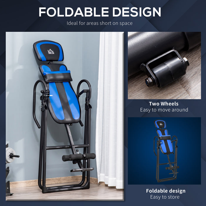 Foldable Gravity Inversion Table - Back Therapy and Fitness Bench with Soft Ankle Cushions - Pain Relief and Support for Home Use