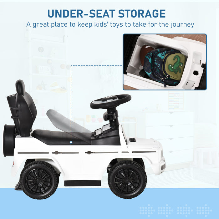 Mercedes-Benz G350 - Kids' Ride-On Push Car with Horn & Steering Wheel - Foot-Powered Slider Stroller for Toddlers, No Batteries Required, in White