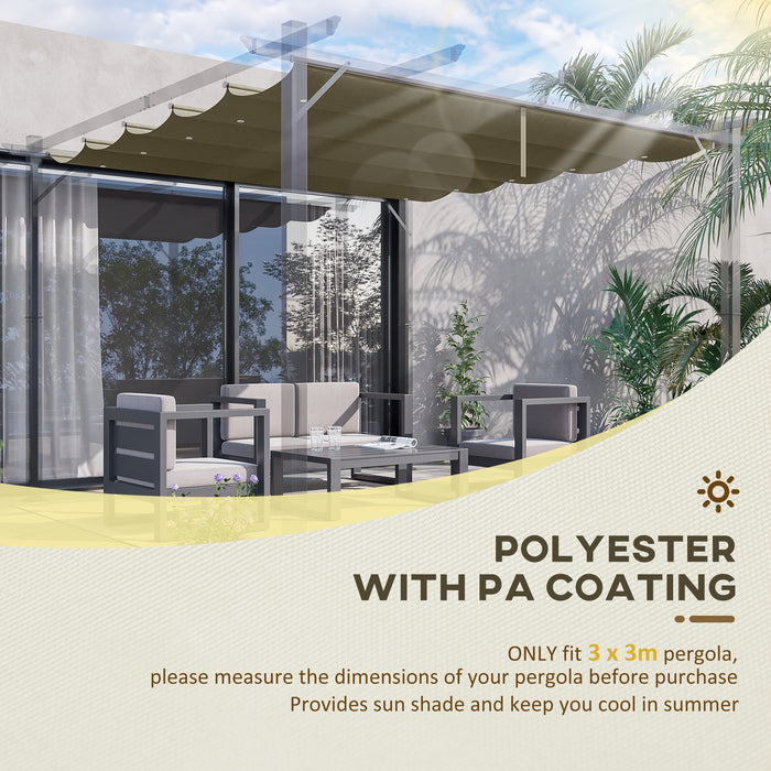 Retractable Pergola Shade Cover 3x3m - Durable Replacement Canopy Fabric, Gazebo Compatible, in Elegant Tan - Ideal for Outdoor Comfort and Entertaining