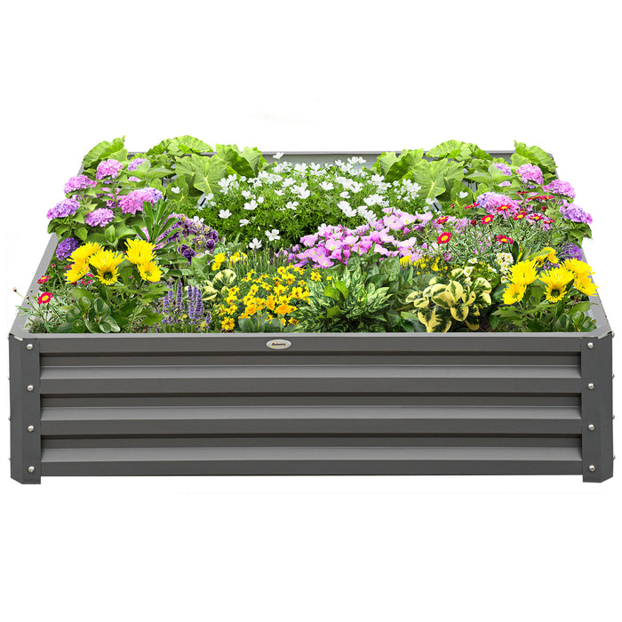 Square Raised Steel Garden Planter - 432L Capacity for Vegetables, Flowers, Herbs, 120cm x 120cm x 30cm - Ideal for Urban & Small Space Gardening