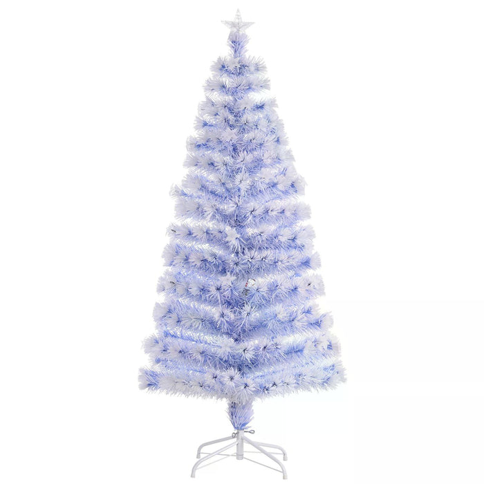 Fibre Optic Artificial Christmas Tree with Blue & White LEDs - Pre-Lit Holiday Decor, Easy to Assemble & Store, 5ft - Perfect for Festive Home Decoration