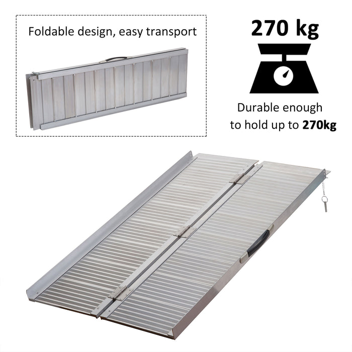 Portable Aluminum Mobility Ramp - Folding Design with Carry Handle for Wheelchairs, Scooters, Pets - 40-inch Accessibility Solution for Home and Travel