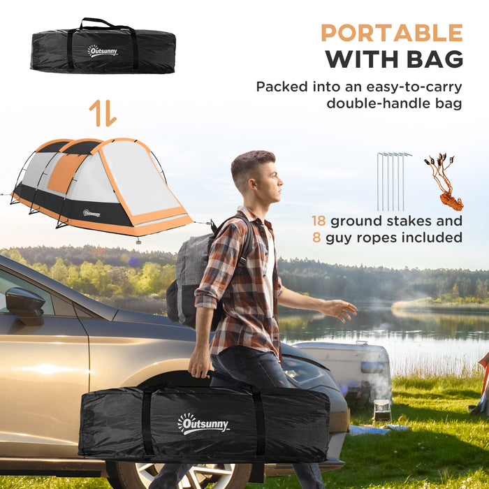 Family Tunnel Tent for 3-4 People - Waterproof 2000mm, Spacious Camping Shelter, Portable with Carry Bag - Ideal for Group Outdoor Activities