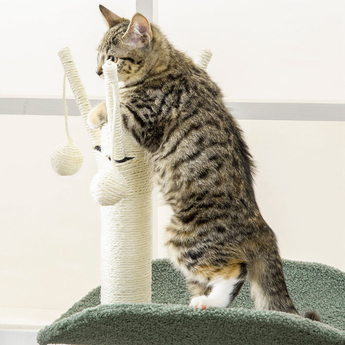 Climbing Kitten Cat Tower Activity Center - Multi-Level Cat Tree with Sisal Scratching Post, Cozy Hammock, and Hanging Ball Toy - Perfect Play Structure for Indoor Cats to Stay Active and Entertained
