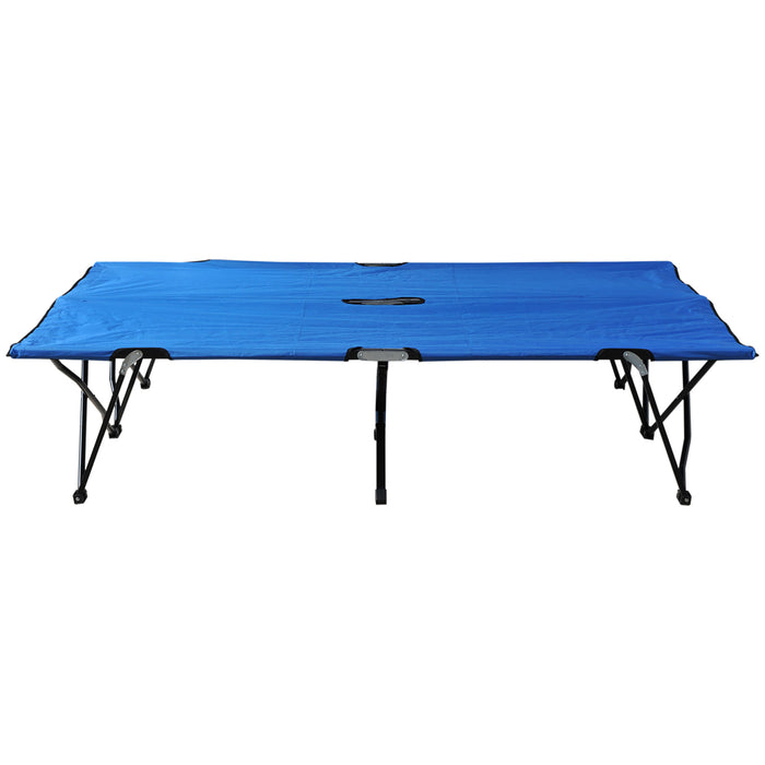 Double-Sized Camping Cot with Carrying Bag - Foldable Outdoor Sunbed for Patio Use, Ultra-Lightweight Design - Ideal for Campers and Outdoor Enthusiasts, Blue