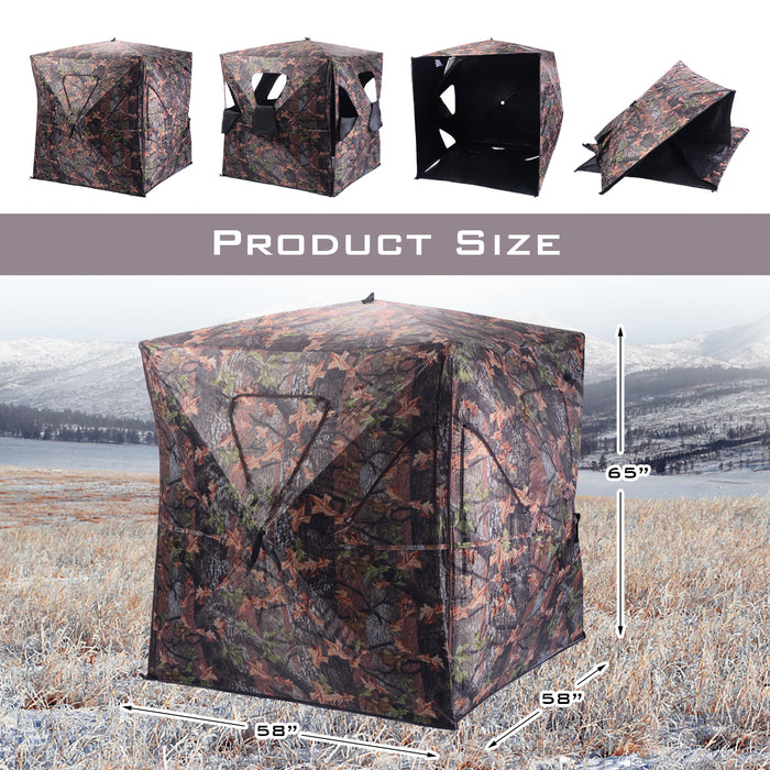 Hunting Camouflage Blind for 3 - Portable, 360° Broad Vision, Easy Set-Up - Perfect for Hunters Seeking an Immersive Nature View