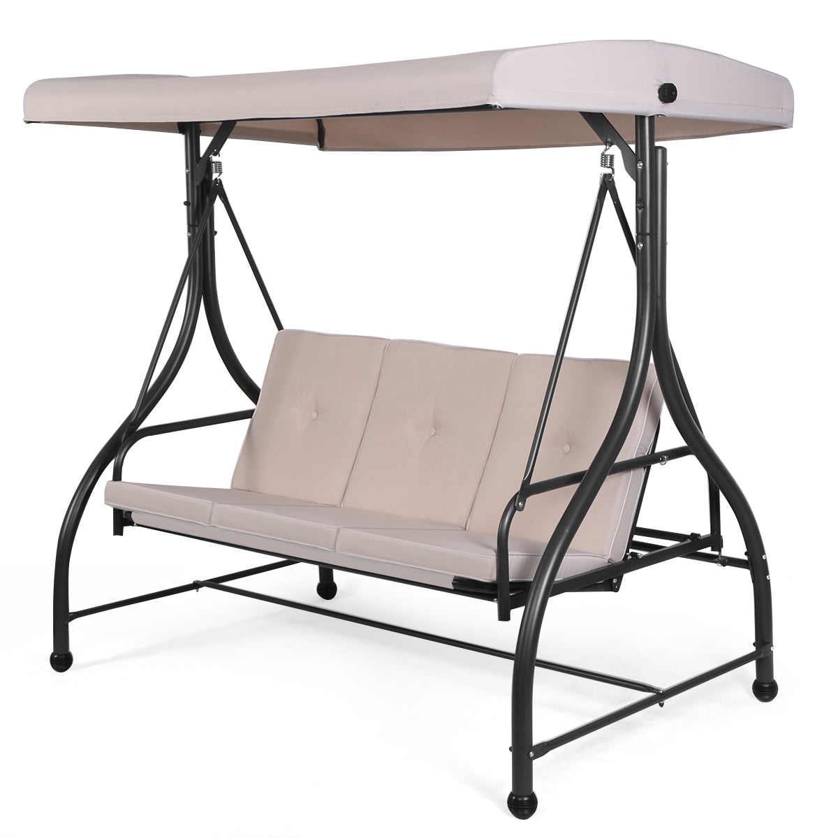 3 Seater Garden Swing Chair - Adjustable Canopy and Cushions Included - Perfect Outdoor Furniture for Relaxation