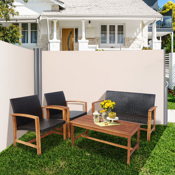 Retractable Folding Side Awning - 600x180 cm Double-Sided with Handle Feature - Perfect for Patio and Outdoor Privacy Solutions