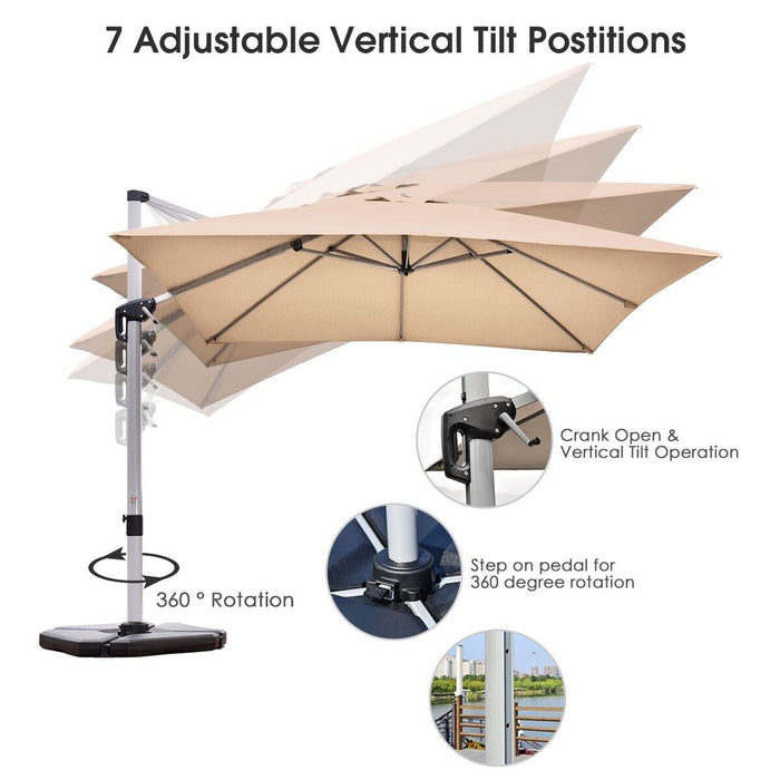 3M - Cantilever Garden Parasol with Tilt and 360° Rotation in Beige - Ideal for Providing Adjustable Shade in Outdoor Spaces